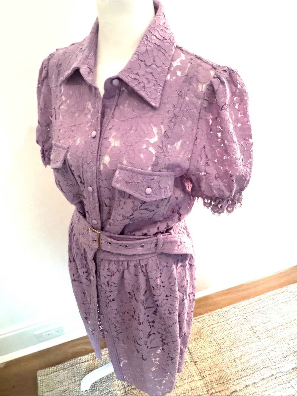 Generation Love Dusty Lavender Lace Midi Shirt Dress
